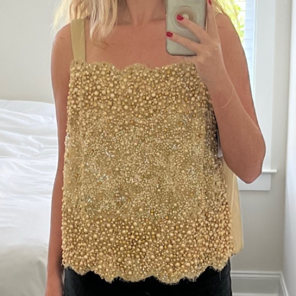 NWT Elie Saab Gold Beaded Blouse - Picture 6 of 6